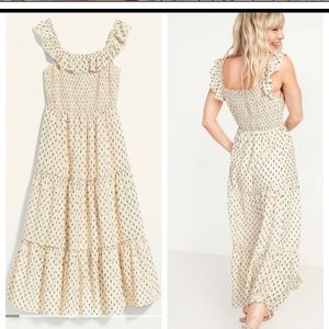 Old Navy Tiered Maxi Dress with smocked top and ruffled neckline